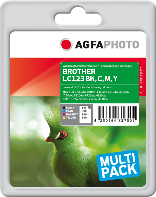 Agfa Photo LC123BK,C,M,Y Multipack Schwarz / Cyan / Magenta / Gelb