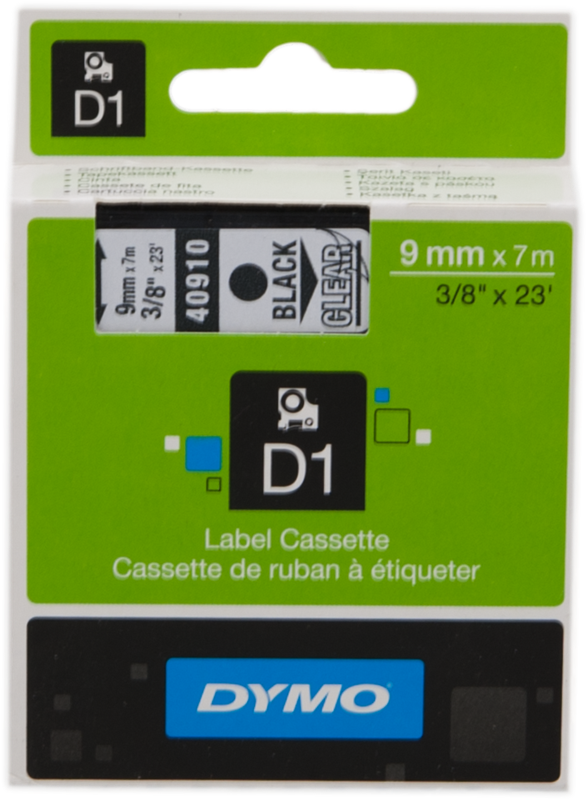 DYMO 40910 Standard-D1-Band Schriftband Schwarz auf Farblos