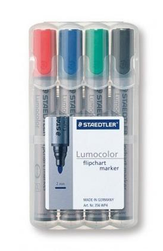 STAEDTLER Lumocolor Flipchart-Marker 356, 4er-Etui Rot / Blau / Gruen / Schwarz